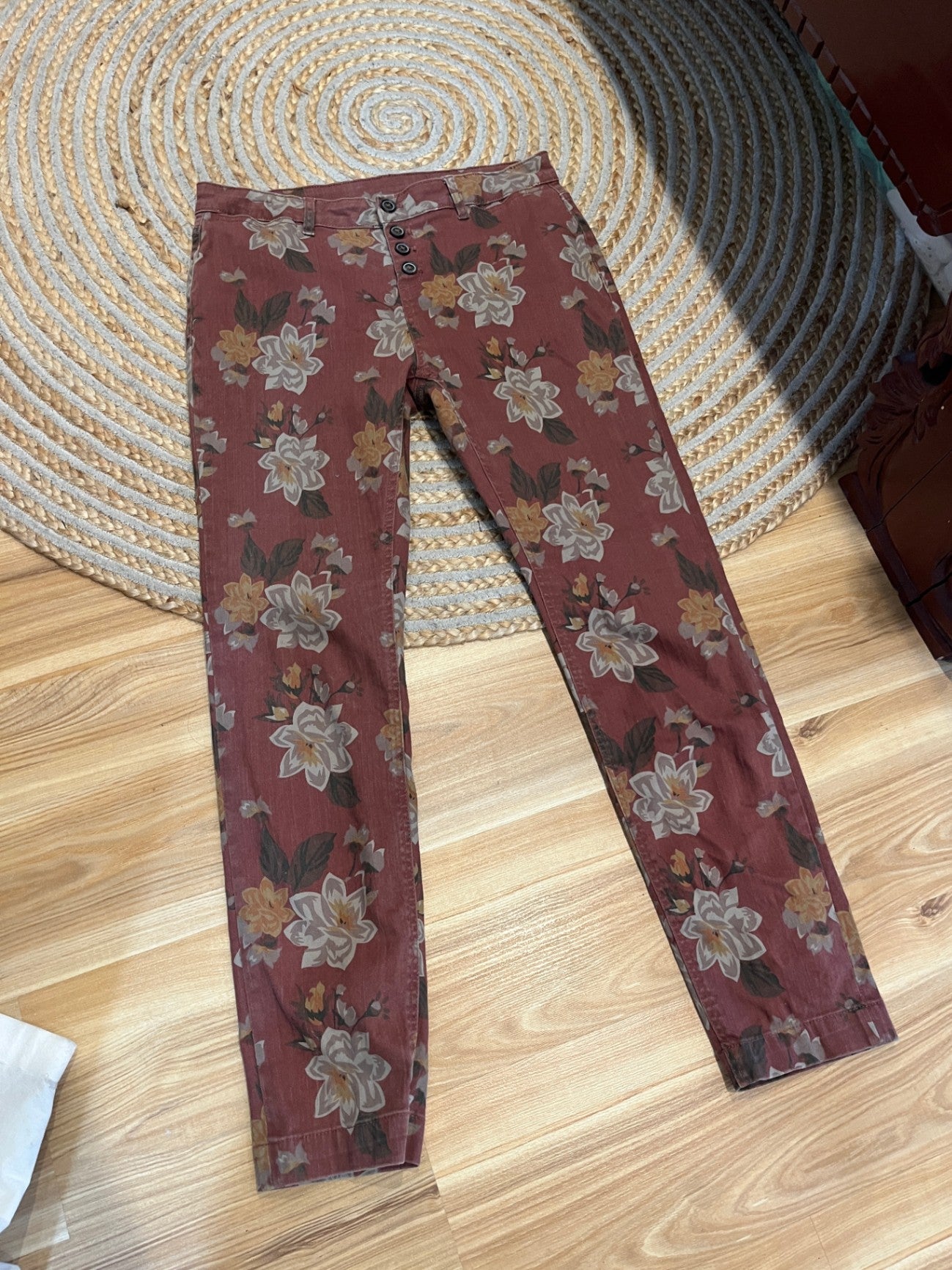 Capture Brown Floral Pants Size 14