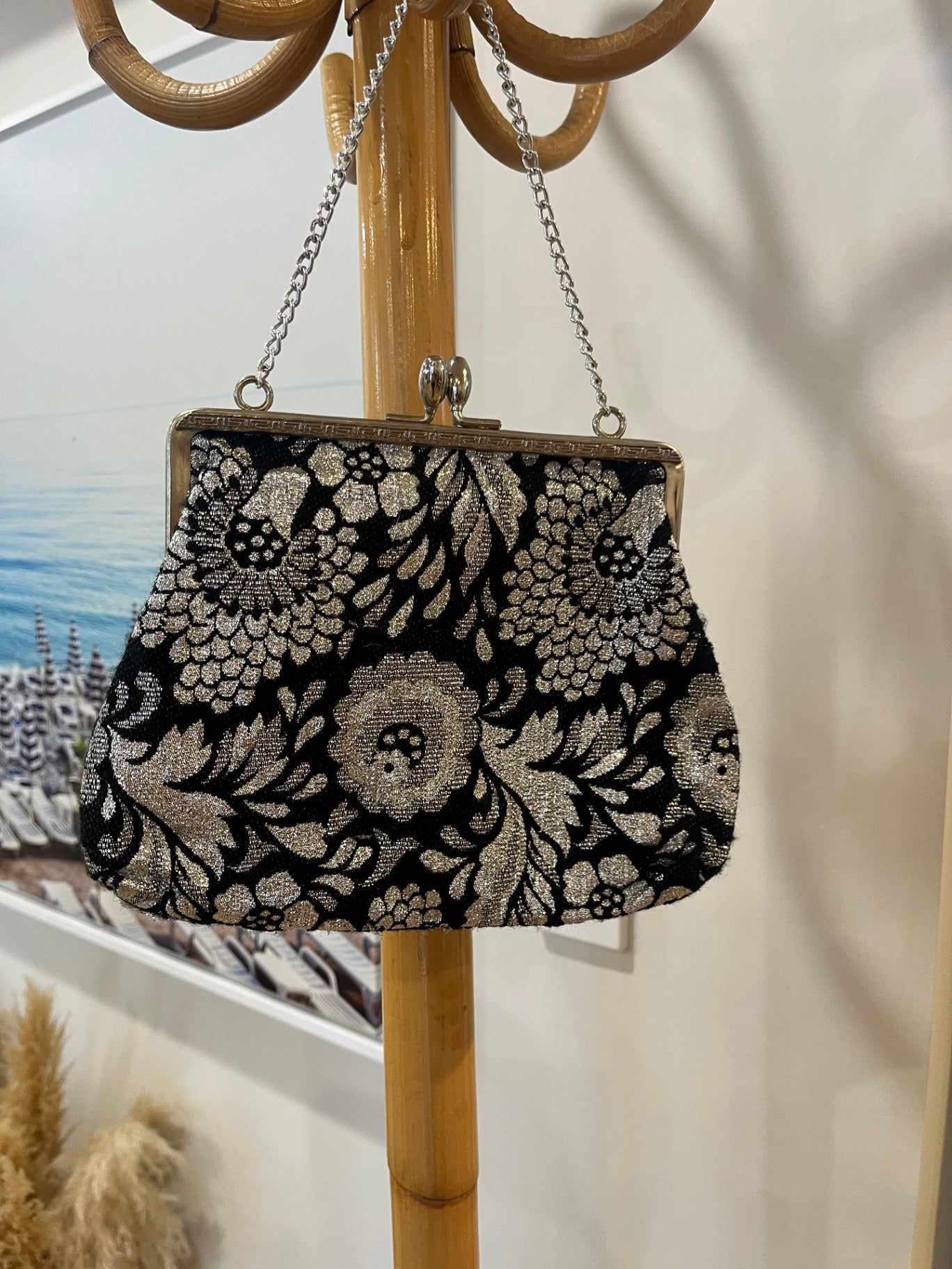 Vintage Black and Silver Clutch Purse