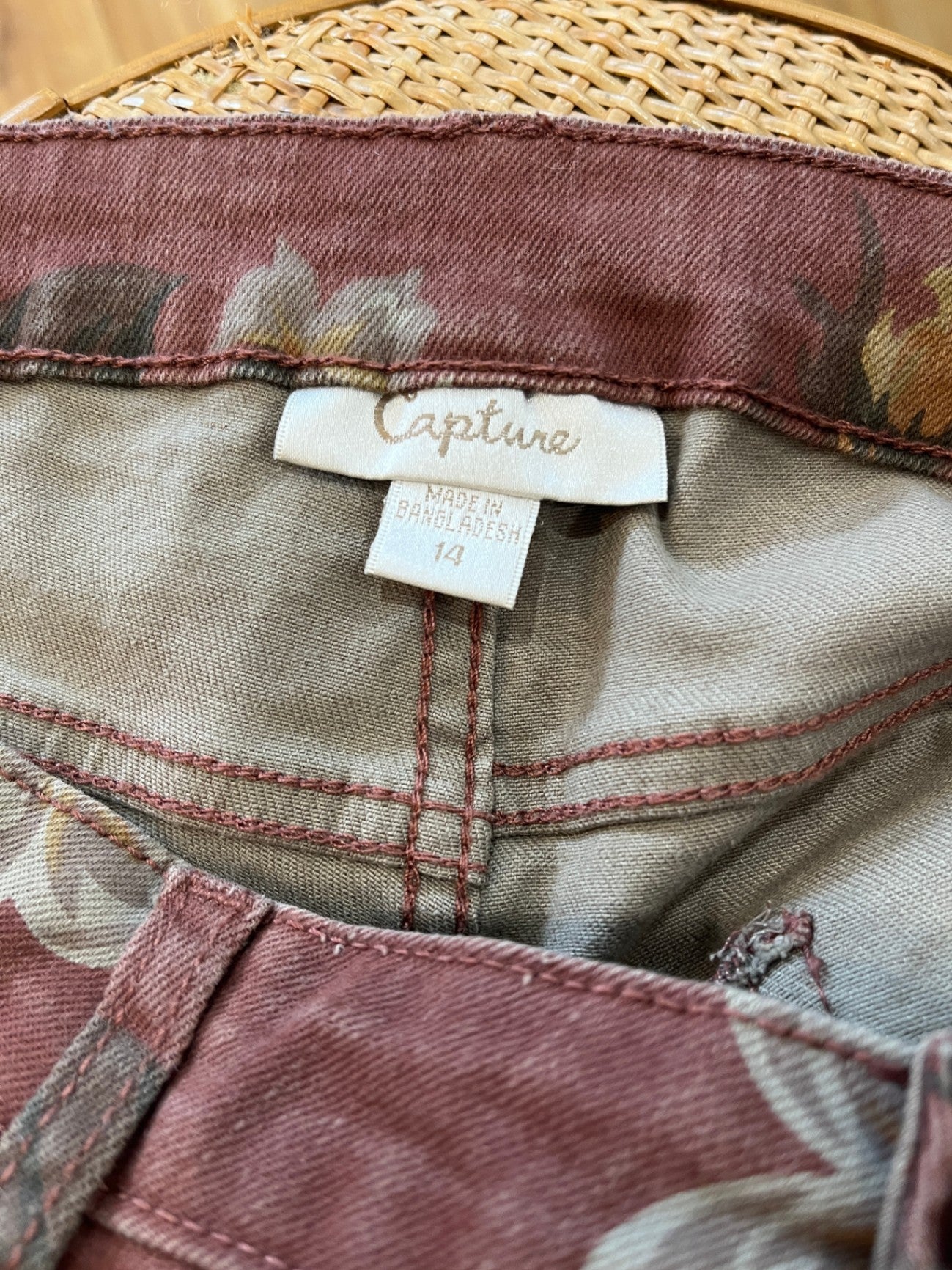 Capture Brown Floral Pants Size 14