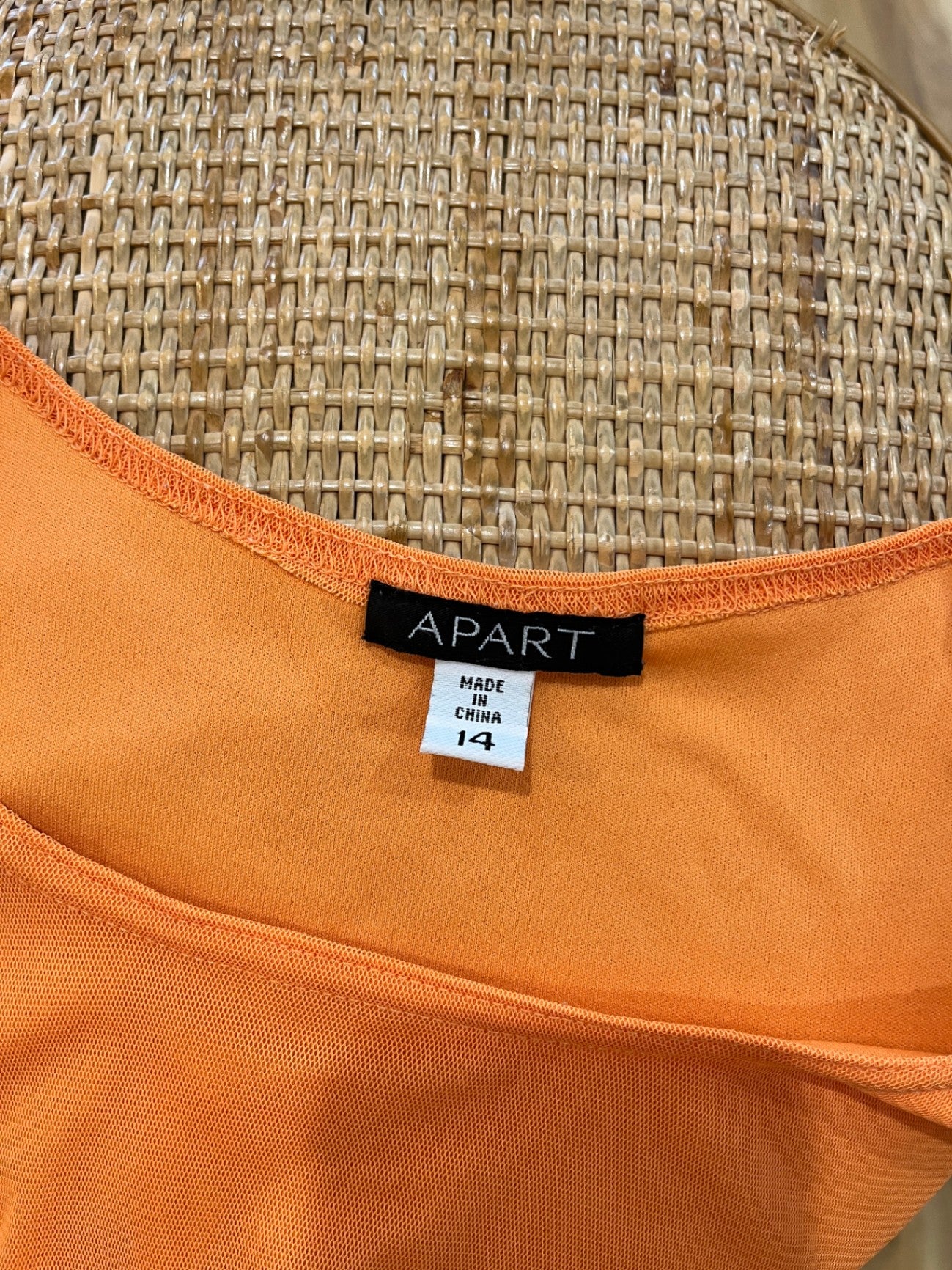 APART Ruched Sleeve Orange Top Size 14