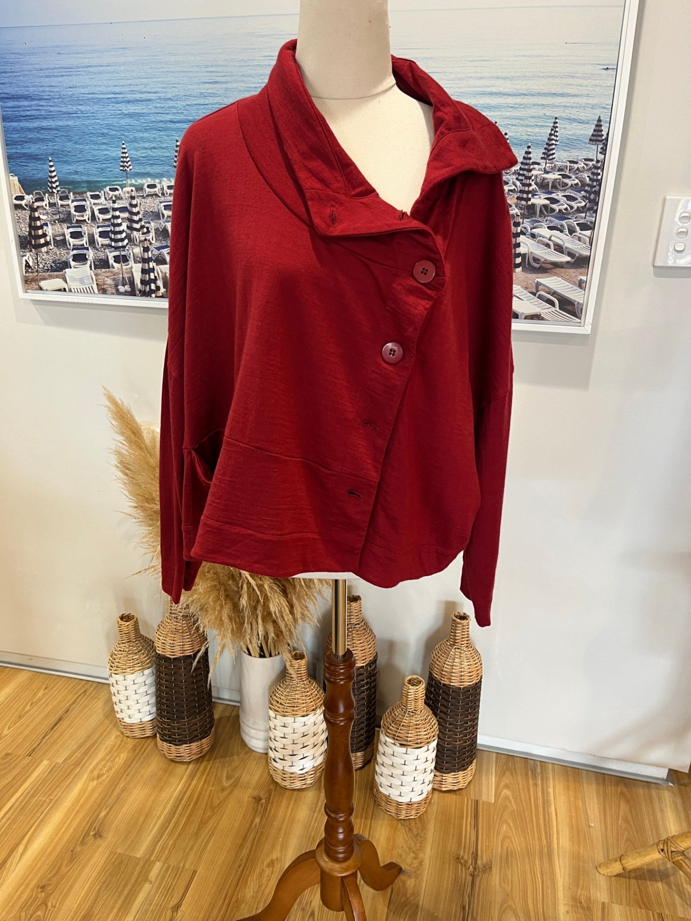 Essentials by Ballantines Red Cardigan Size Large