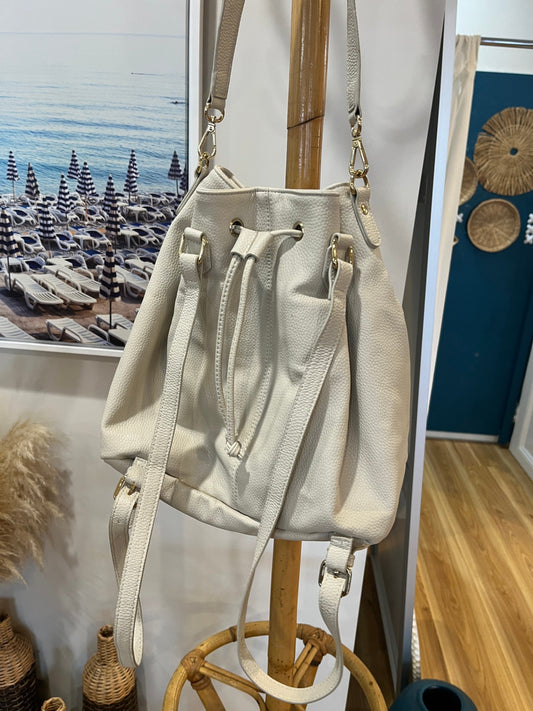 Seed Faux Leather Cream Shoulder Bag