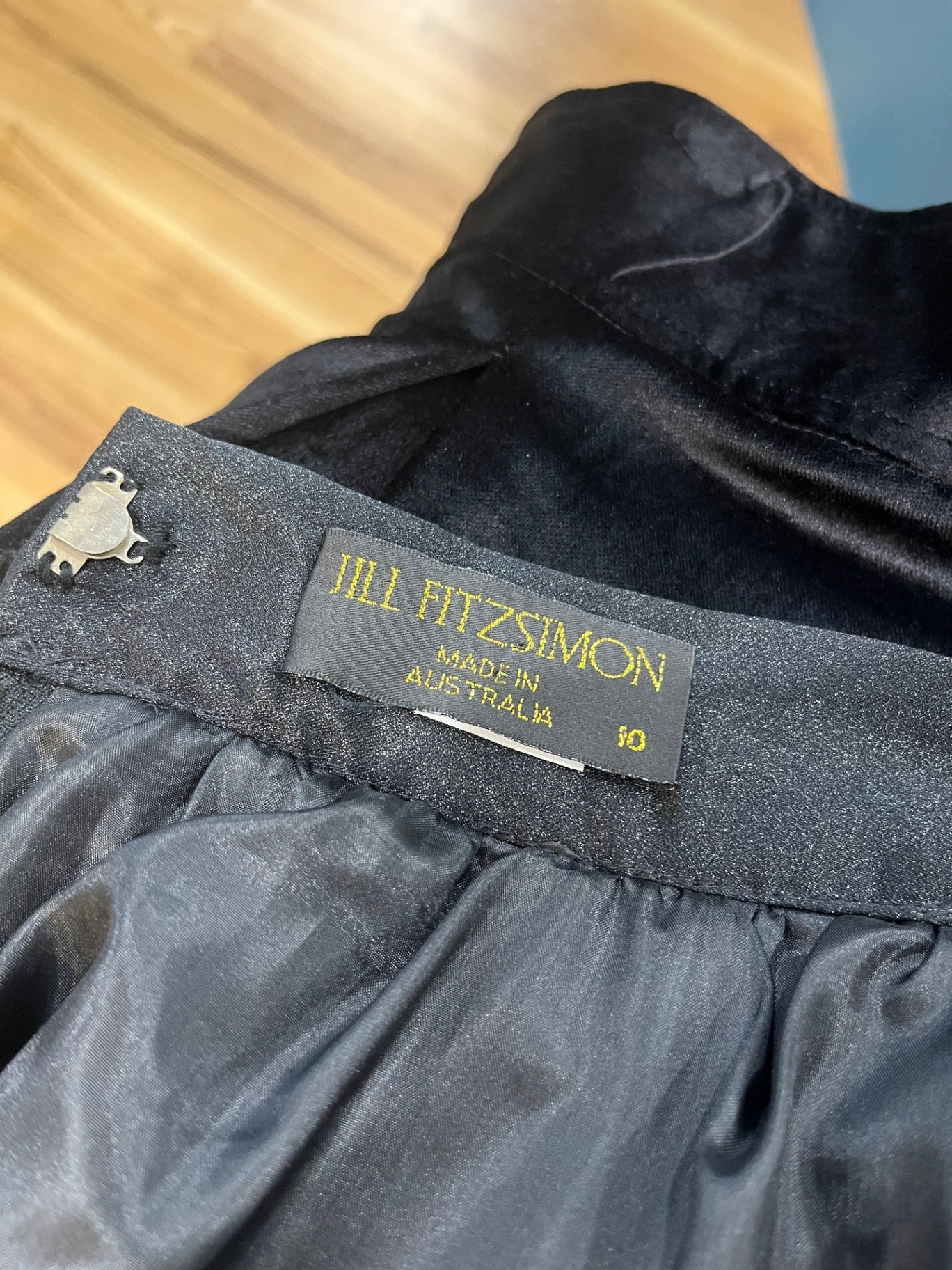 Jill Fitzsimon Black Skirt with Gold Floral Print