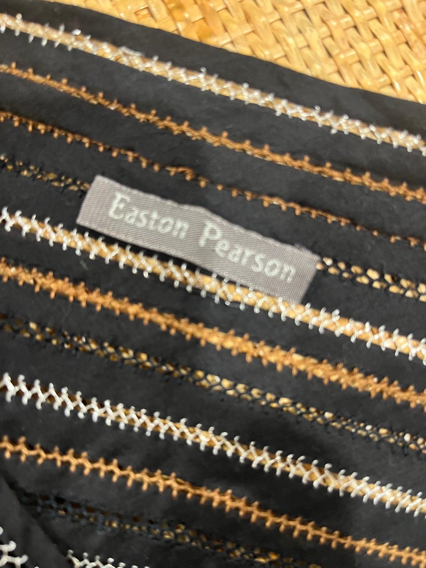 Easton Pearson Black Mesh-Stitched Top, Size 10