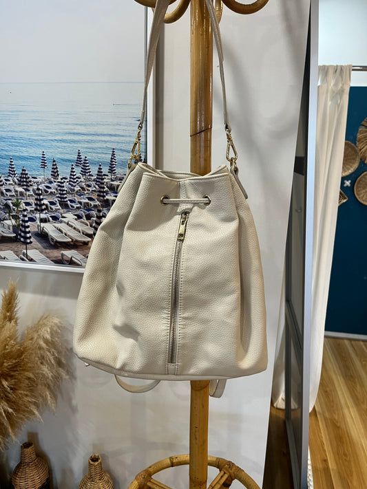Seed Faux Leather Cream Shoulder Bag