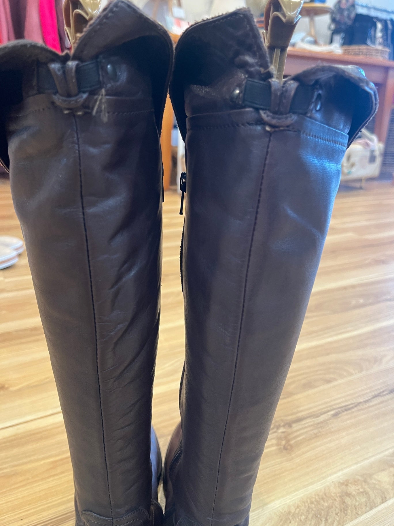 Freeflex by Jane Shilton Brown Leather Knee-High Boots with Fold-Over Cuff, Size 39