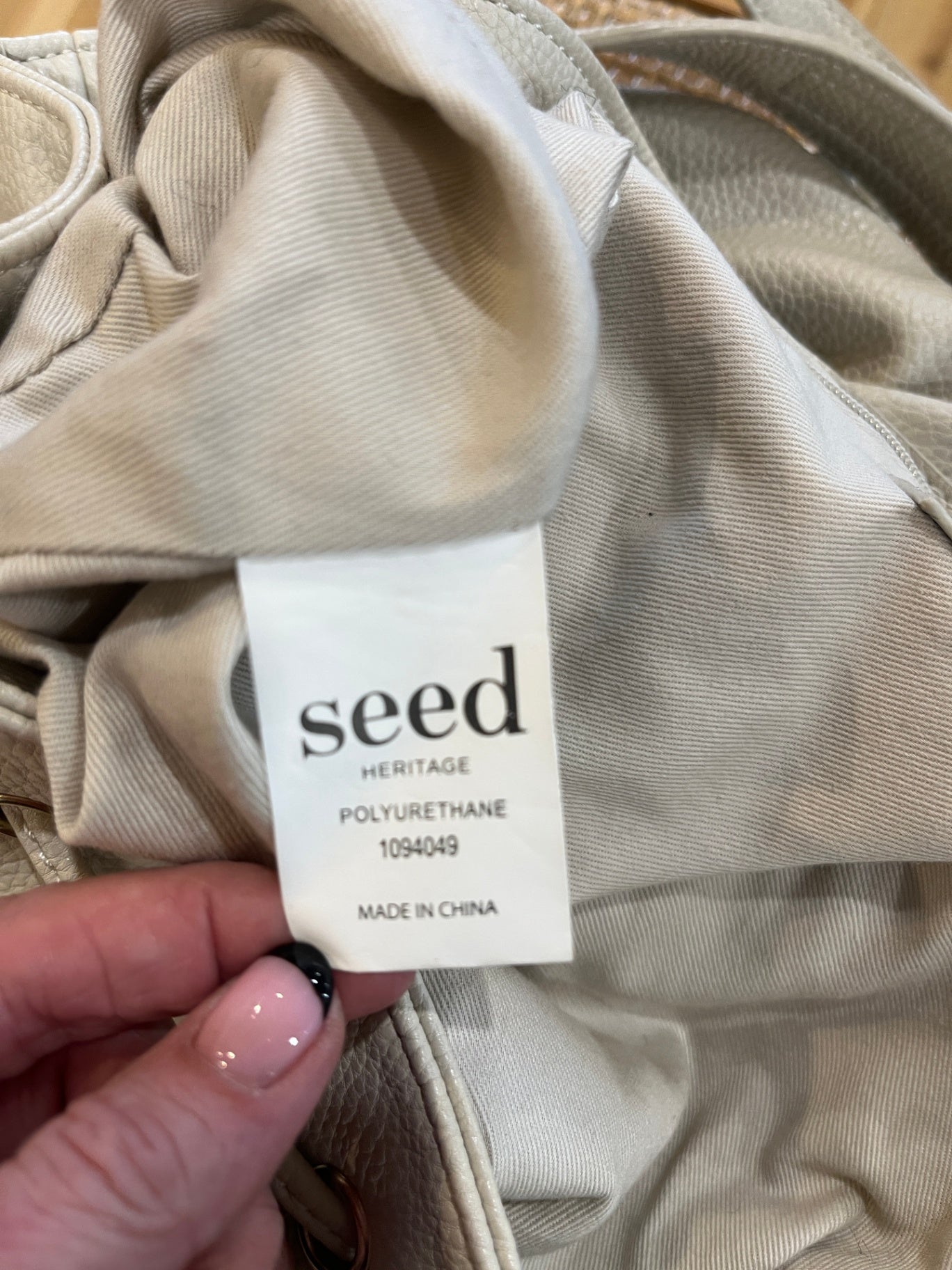 Seed Faux Leather Cream Shoulder Bag