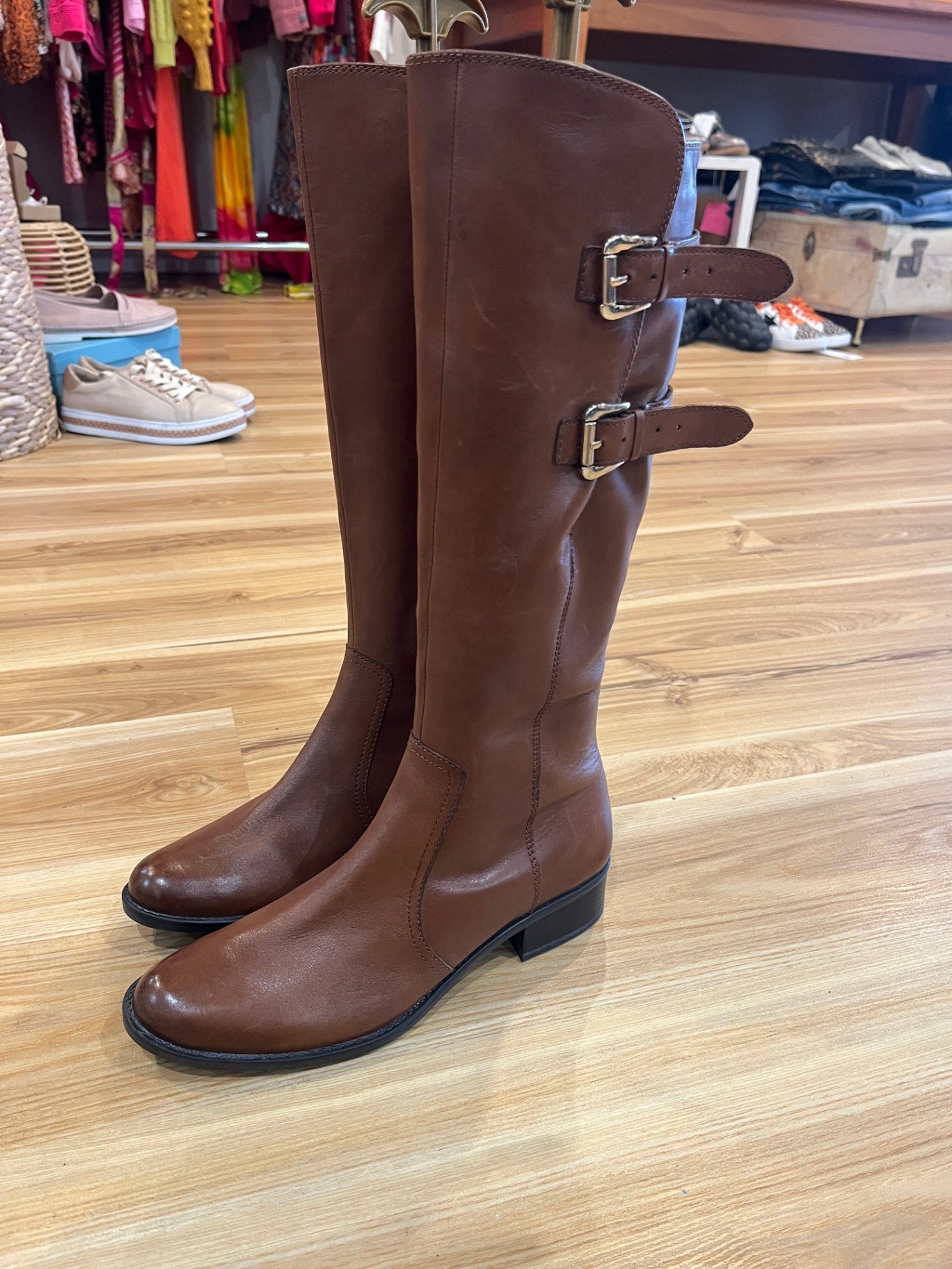 Caprice Tan Knee-High Leather Boots
