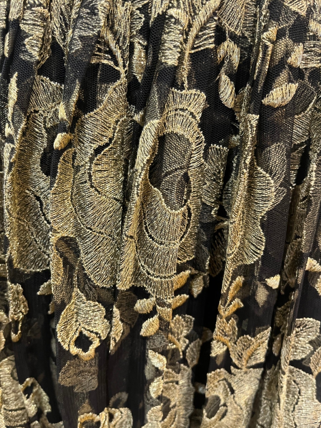 Jill Fitzsimon Black Skirt with Gold Floral Print