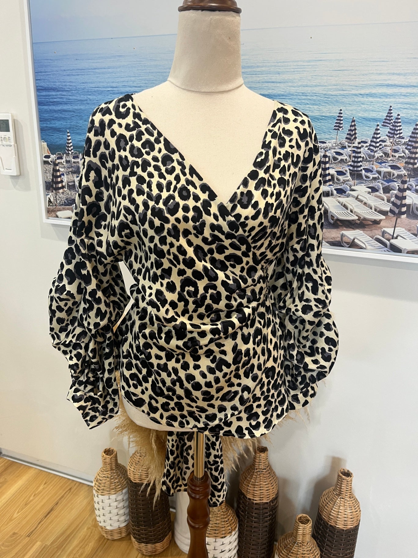 Leila + Luca Leopard Print Top Size S/M 