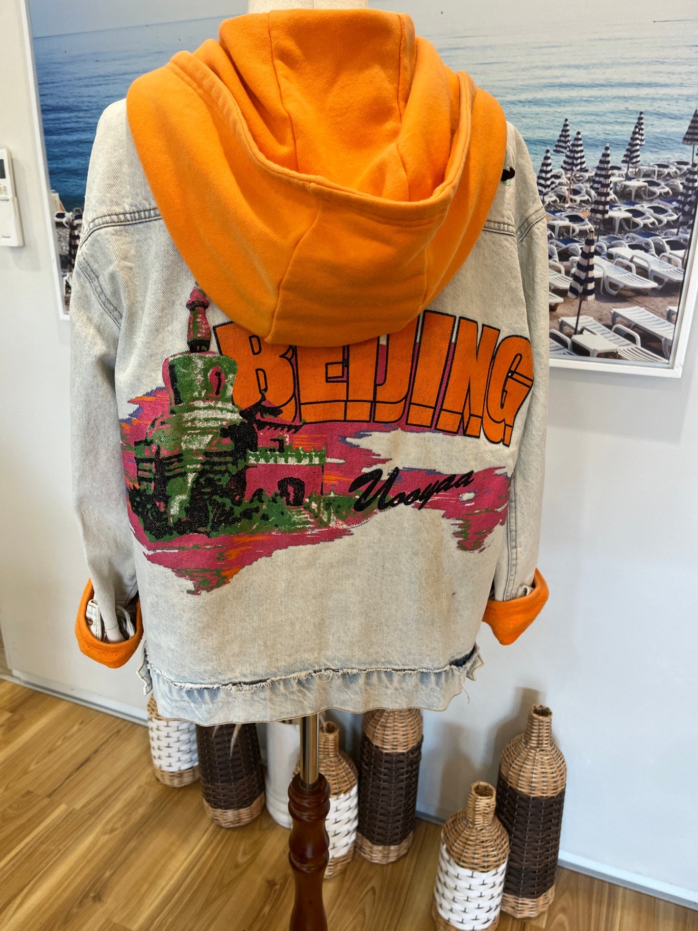 IKISS BABY Denim Jacket w/Printed Design