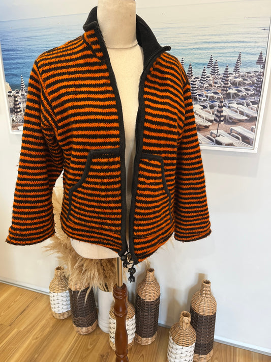 Inc Antations Jacket - Black and Orange Stripes