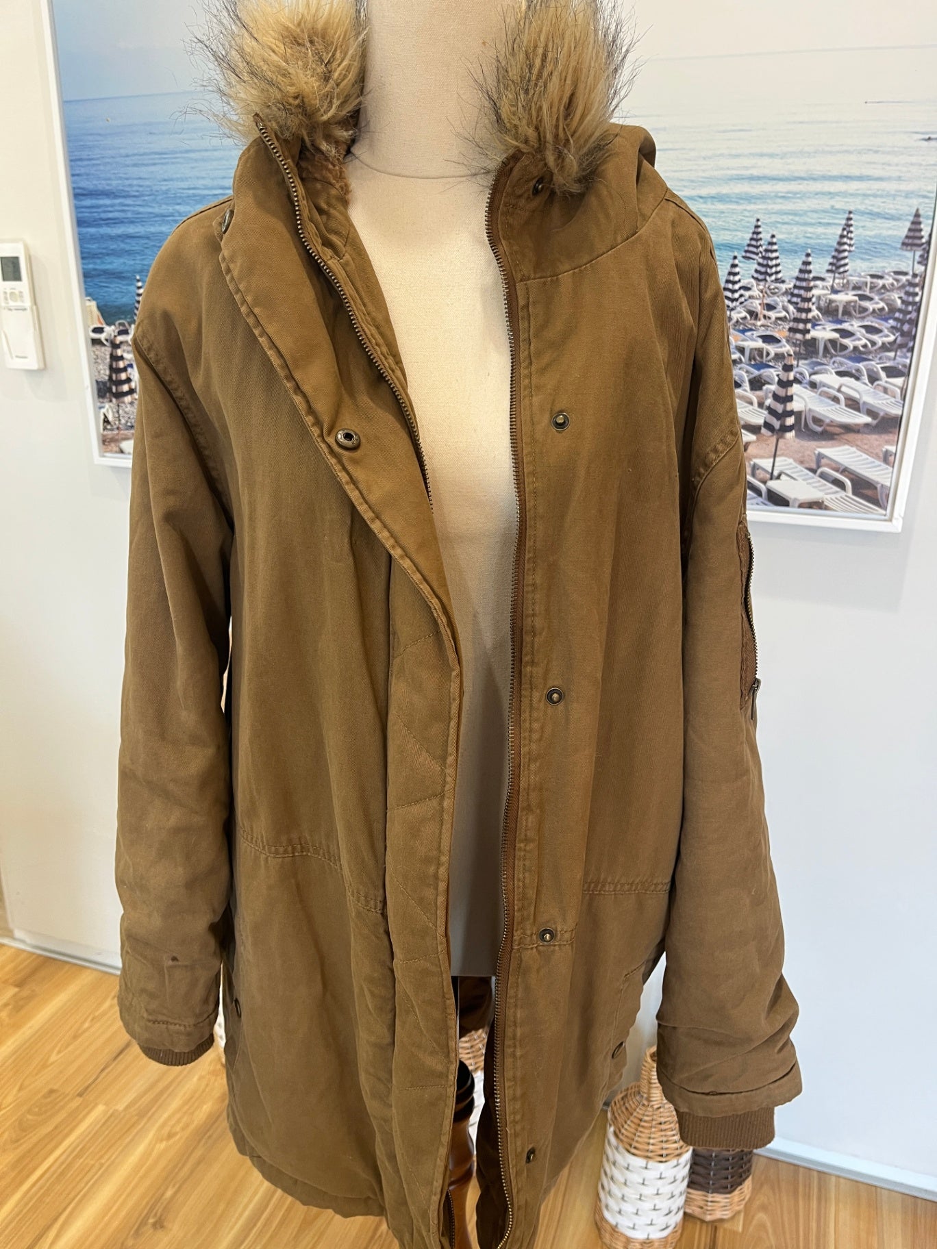 COTTON:ON Hooded Jacket, Tan Size 14