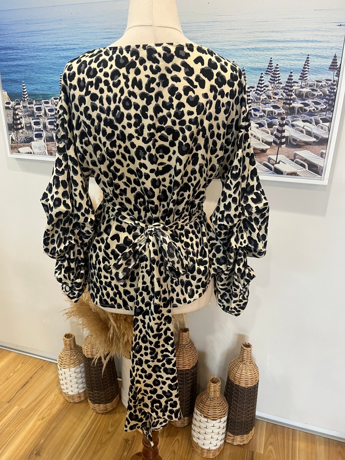 Leila + Luca Leopard Print Top Size S/M 