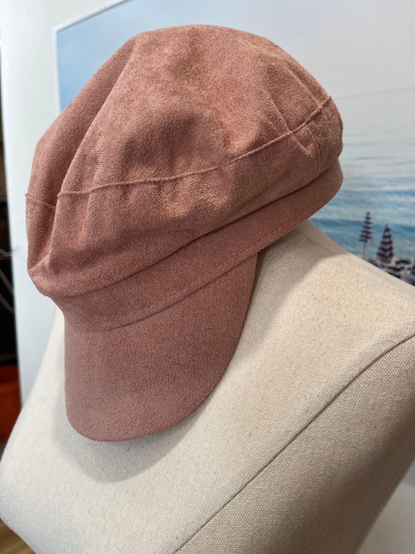 Blush Pink Faux Suede Cap