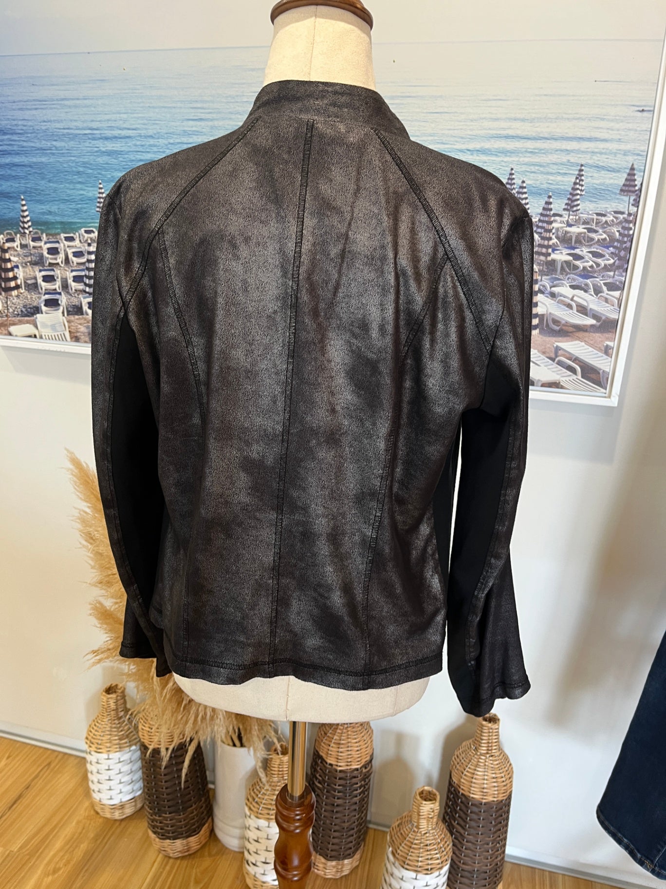 Sabine Jacket Gun Metal Grey Biker Style Size 12