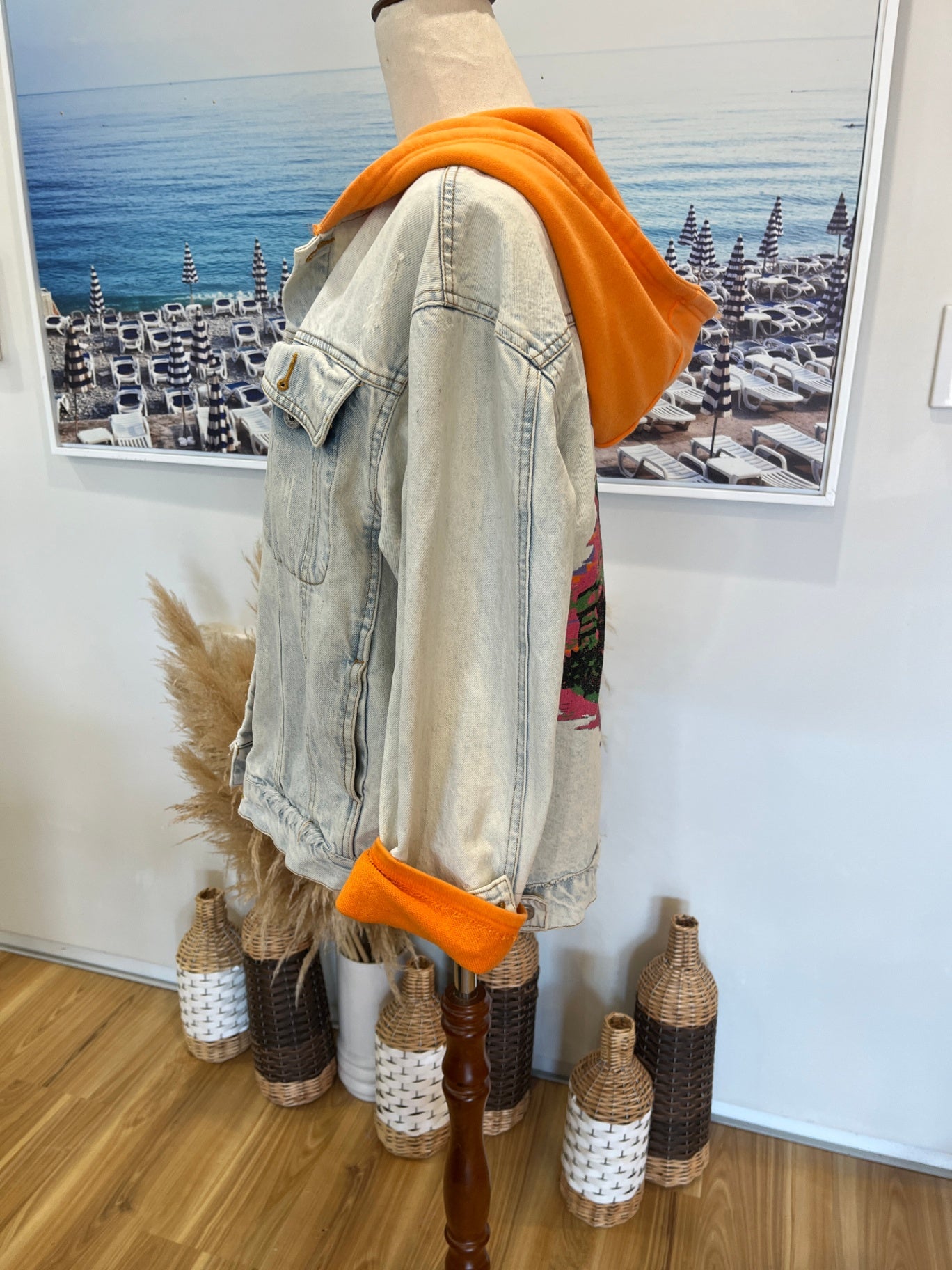 IKISS BABY Denim Jacket w/Printed Design