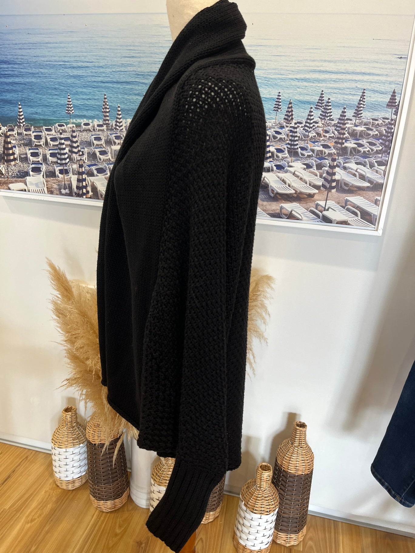 Stella + Gemma Cardigan Black Batwing One Size
