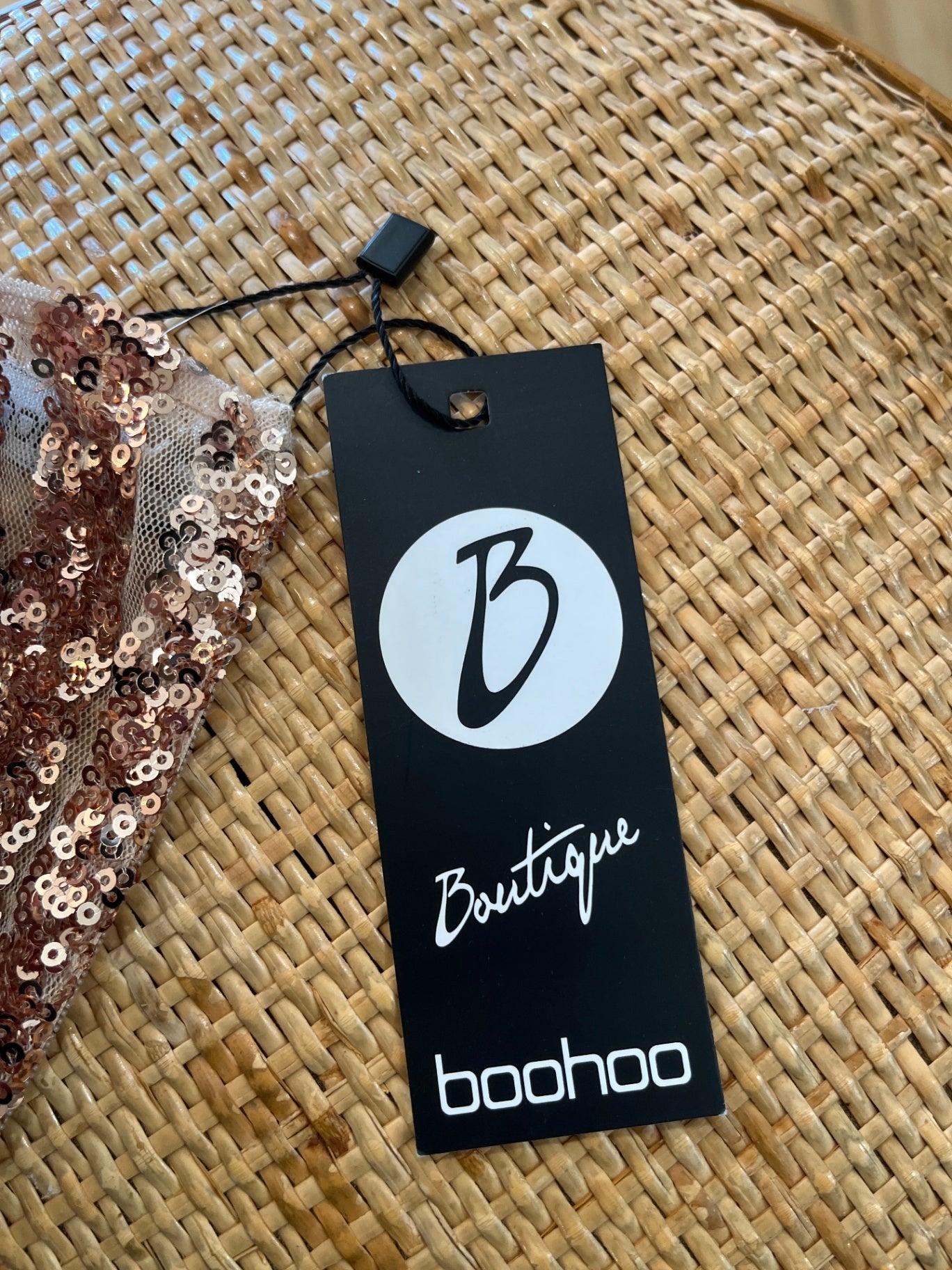 boohoo Rose Gold Sequin Evening Dress Size 10 