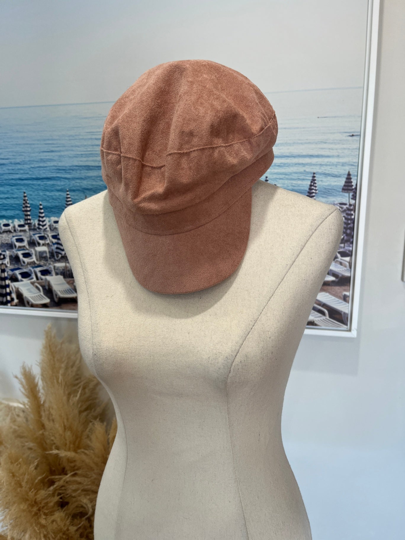 Blush Pink Faux Suede Cap