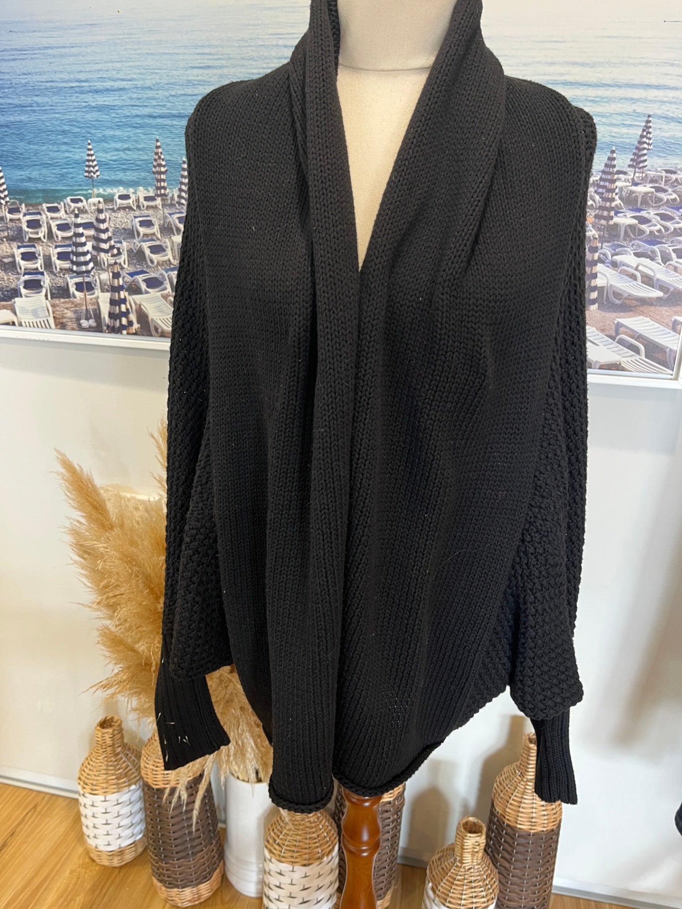 Stella + Gemma Cardigan Black Batwing One Size