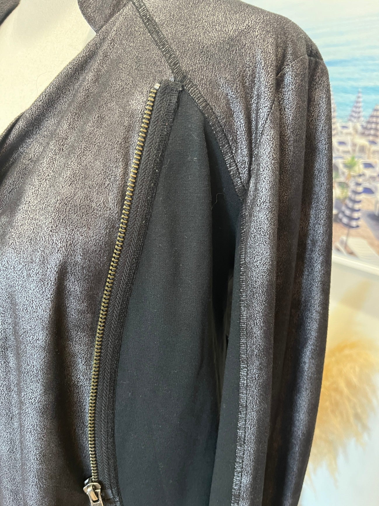 Sabine Jacket Gun Metal Grey Biker Style Size 12