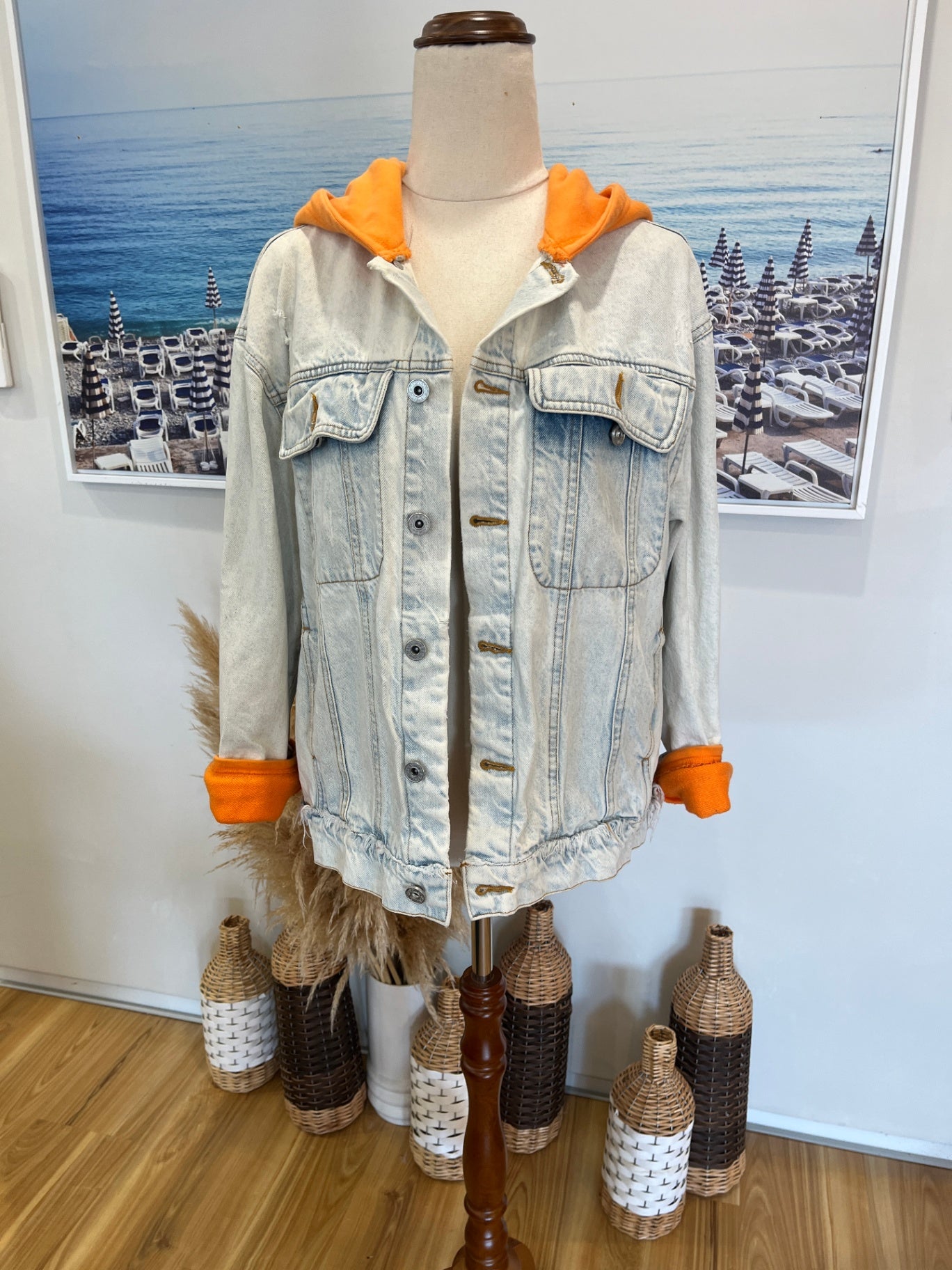IKISS BABY Denim Jacket w/Printed Design