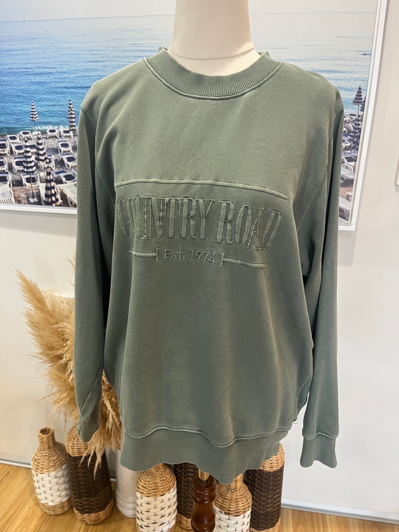 Country Road Sweatshirt XXS Green Oversized