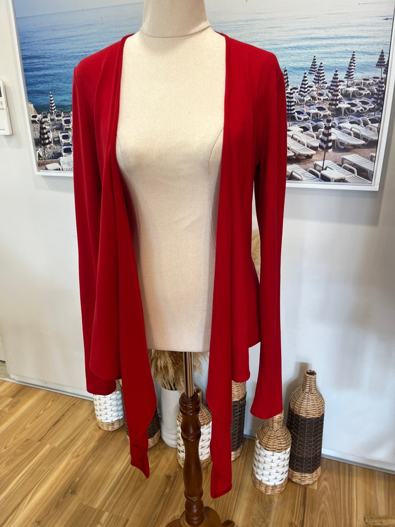 PAULA RYAN Red Cardigan Small 