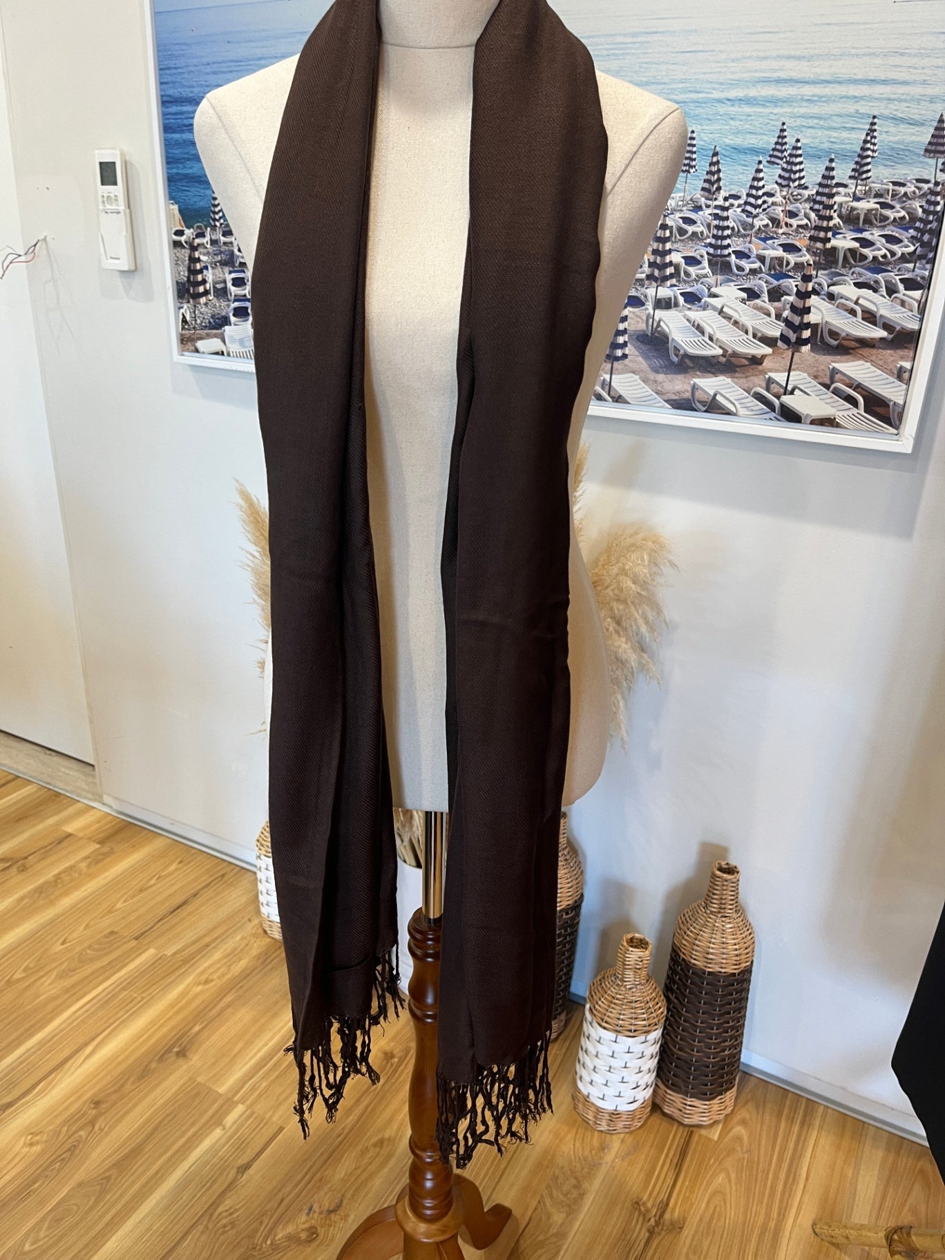 Scarf Brown with Tassels  