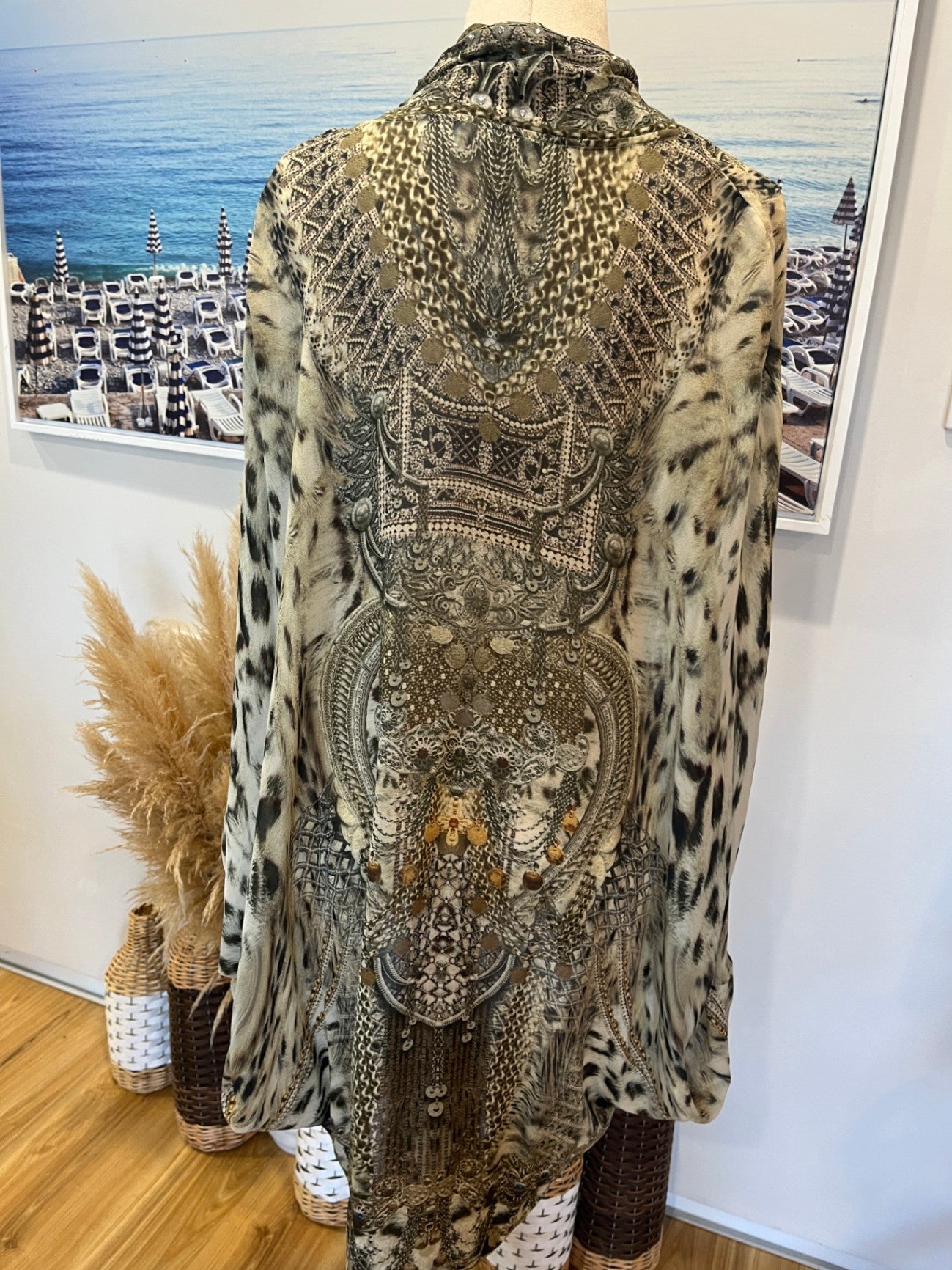 Camilla Kimono Shrug Type Green Animal Print