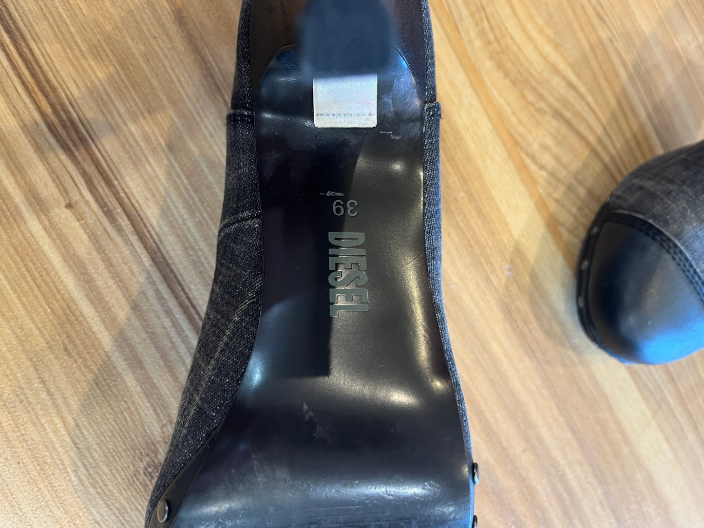 Diesel Heels Grey Denim Faux Leather Size 39