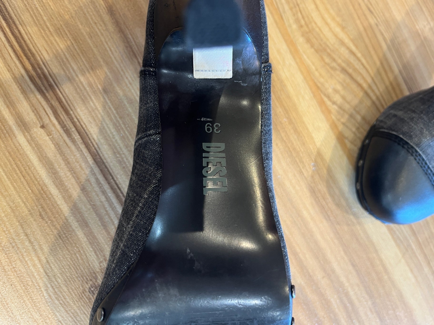 Diesel Heels Grey Denim Faux Leather Size 39