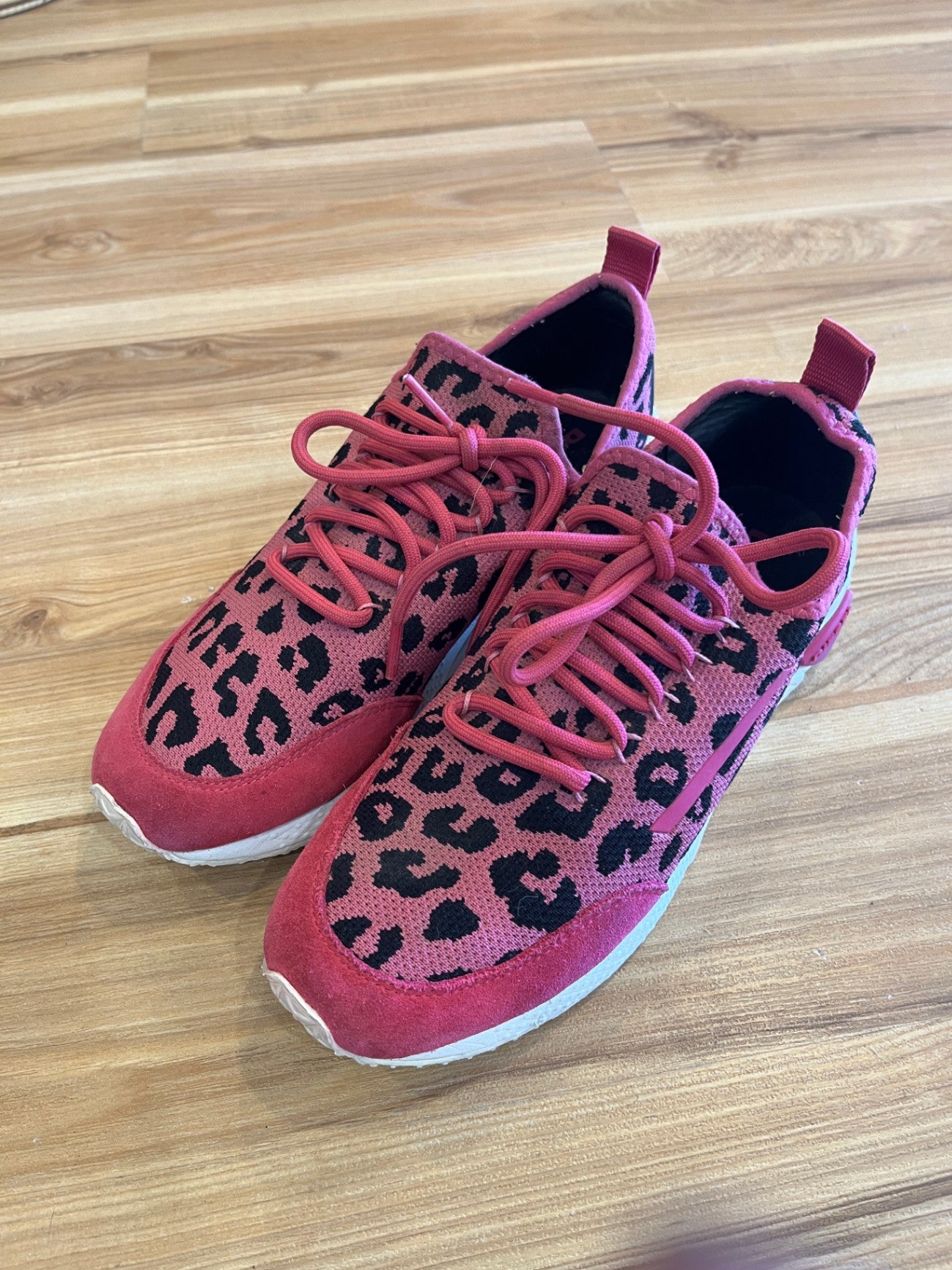 Diesel Sneakers Black and Pink Leopard Print Design