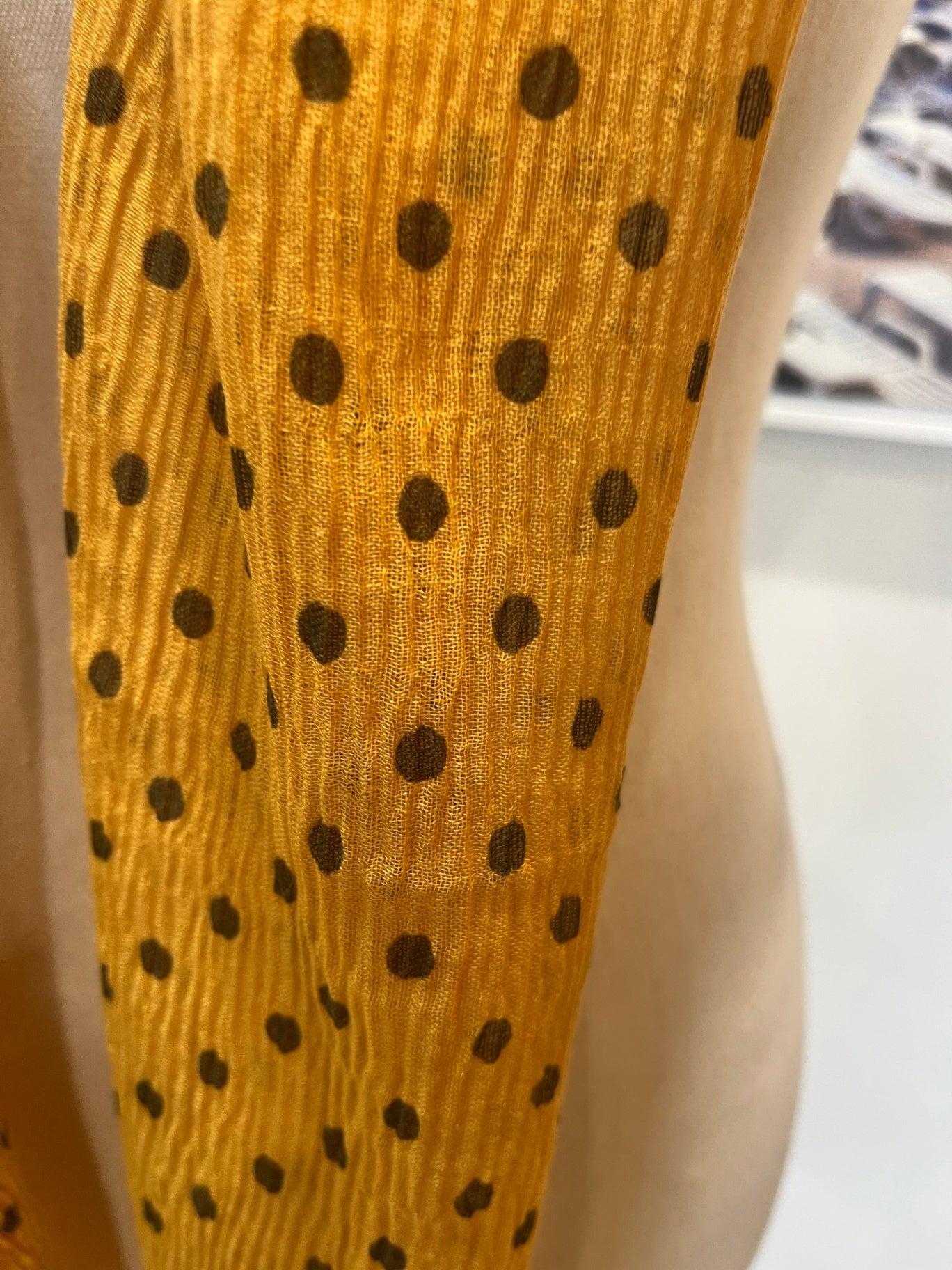 Bright Mustard Yellow Scarf Polka Dots