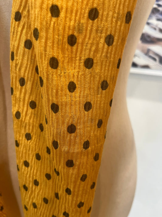Bright Mustard Yellow Scarf Polka Dots