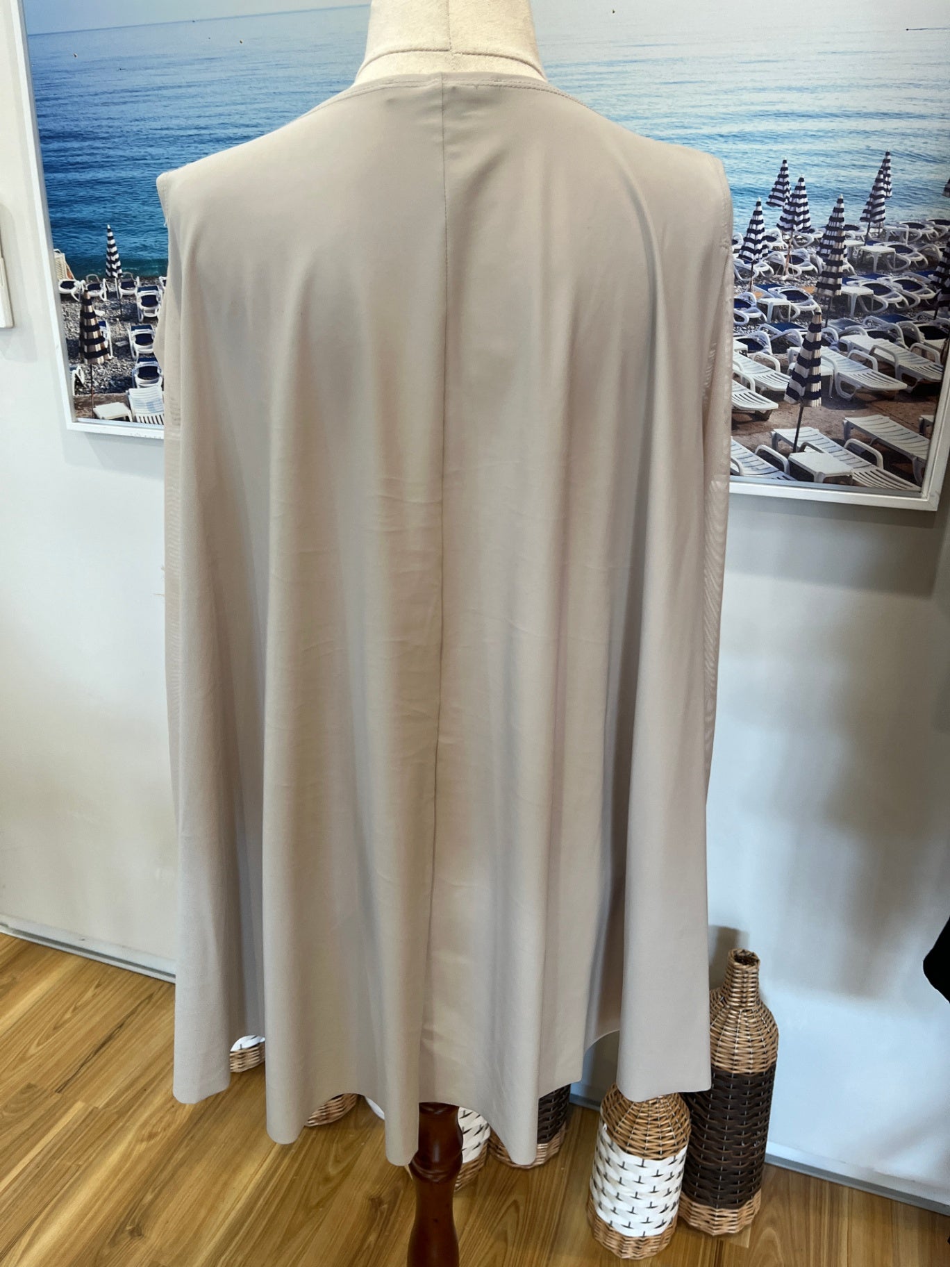 PAULA RYAN Cold Shoulder Top Beige Size M