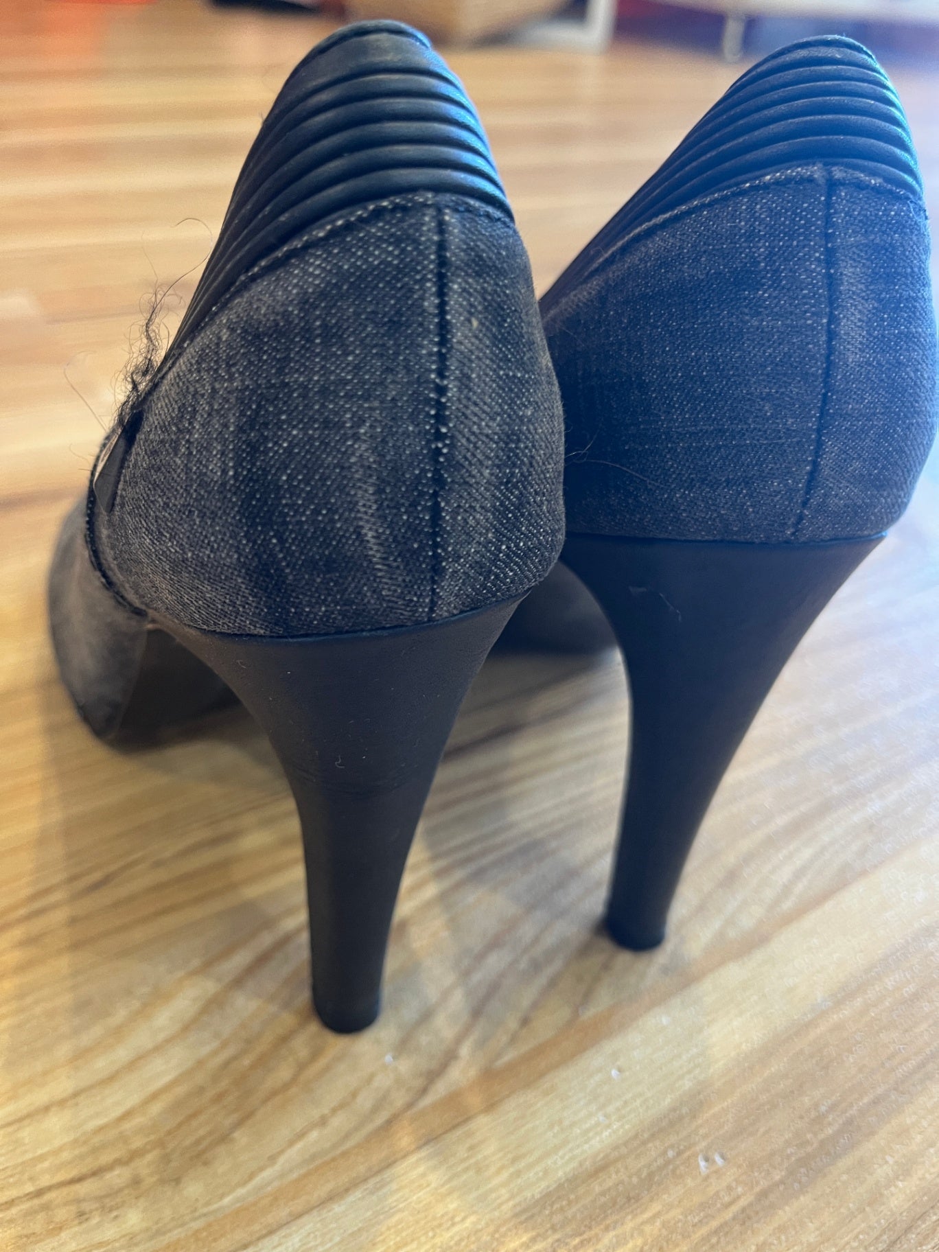 Diesel Heels Grey Denim Faux Leather Size 39