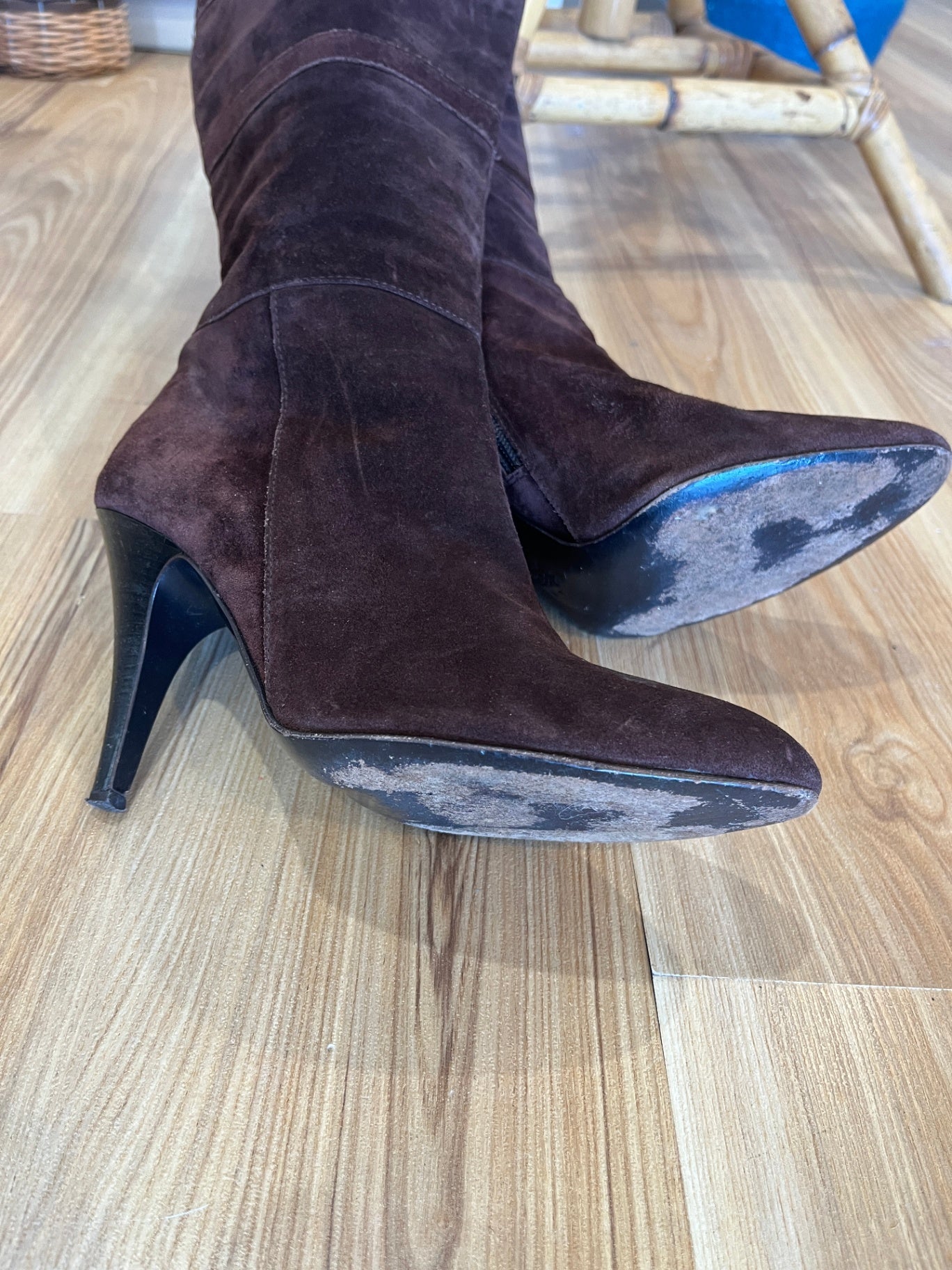 Made in Italy Boots Brown Suede Genuine Size 38