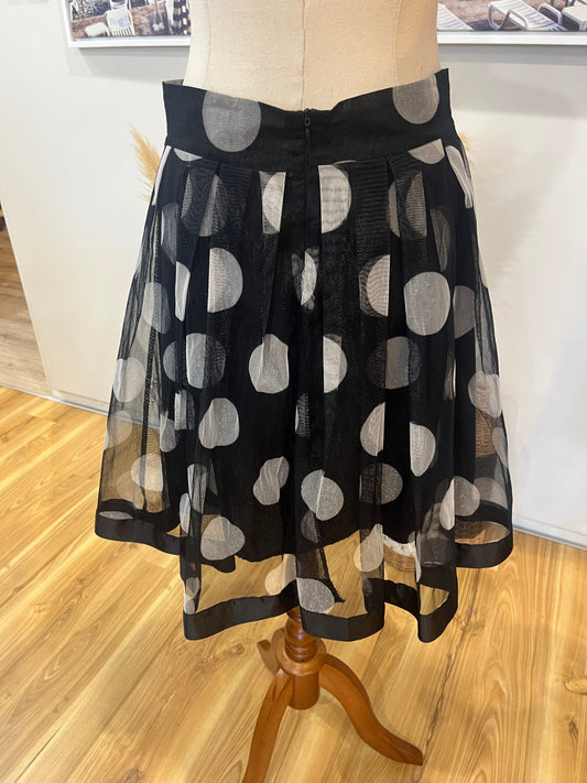 Black Chiffon Skirt with Silver Dots – Size Small | Elegant & Flowy