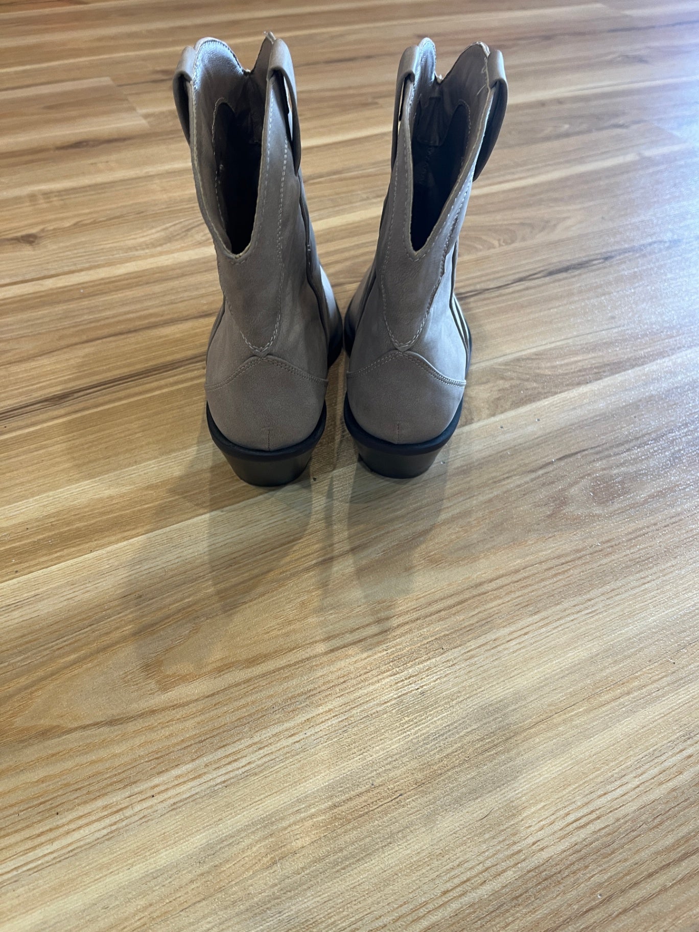 Rubi Taupe Faux Leather Cowgirl Boots – Size 40 | Chic Western Style