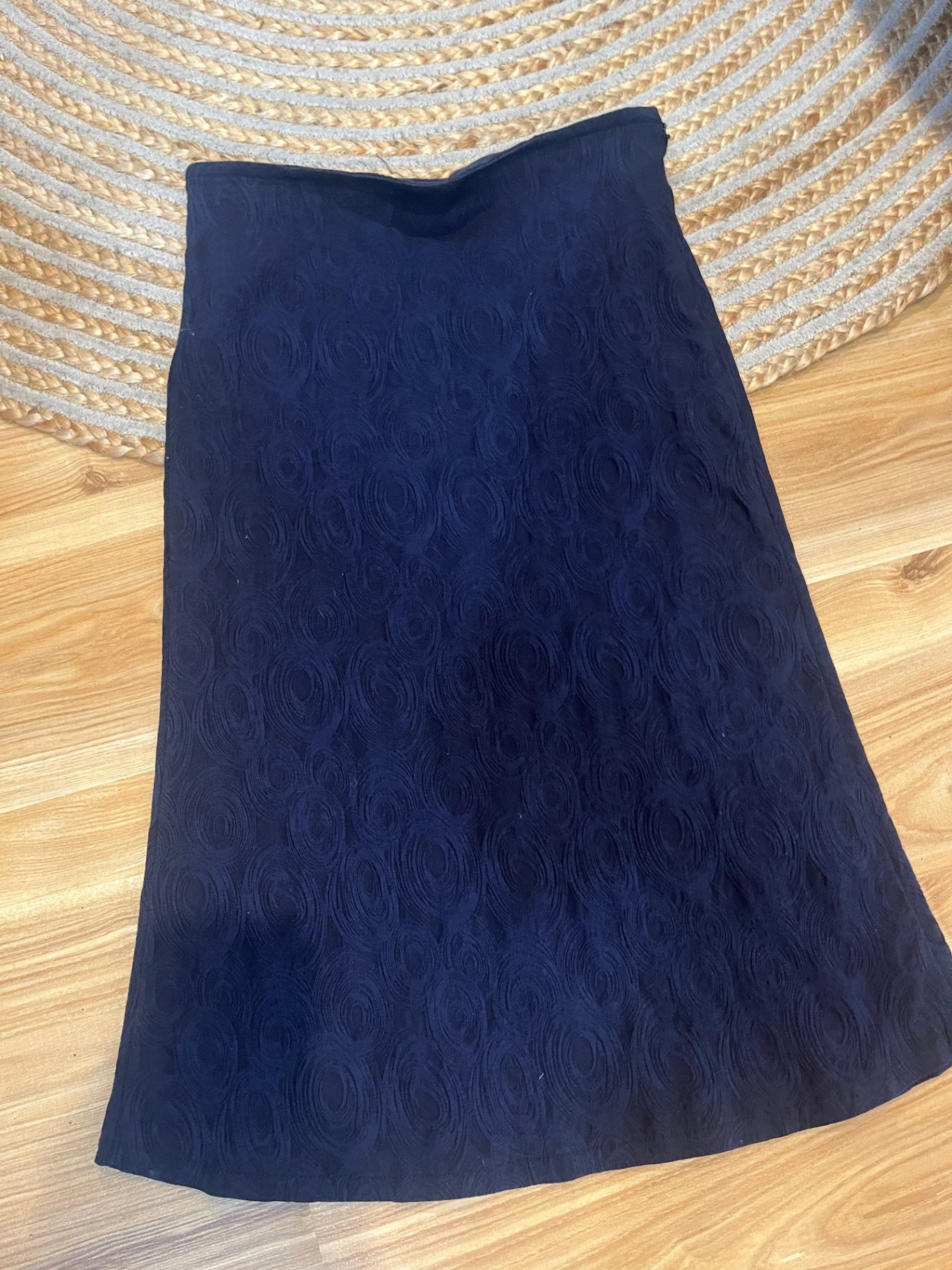 Wild South Blue Skirt with Black Embossed Detail – Size 10 | Chic & Unique