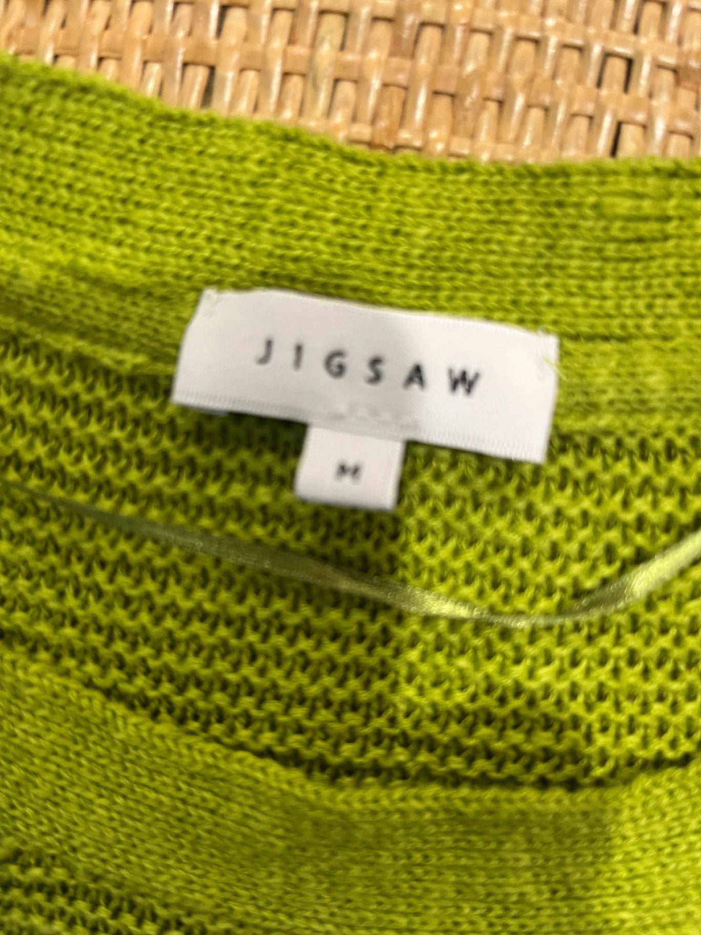 Jigsaw Leaf Green Vest – Medium | Button-Up Side Detail