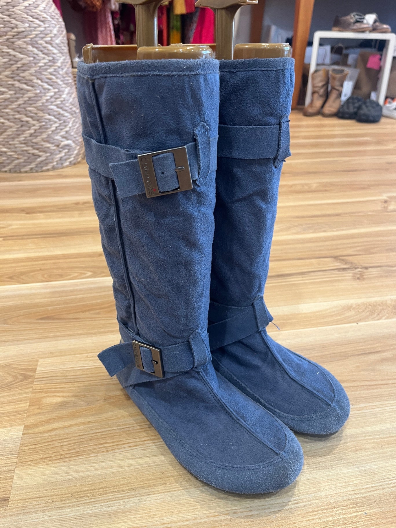 Cubanas Blue Faux Suede Boots – Size 37 | Chic Everyday Style