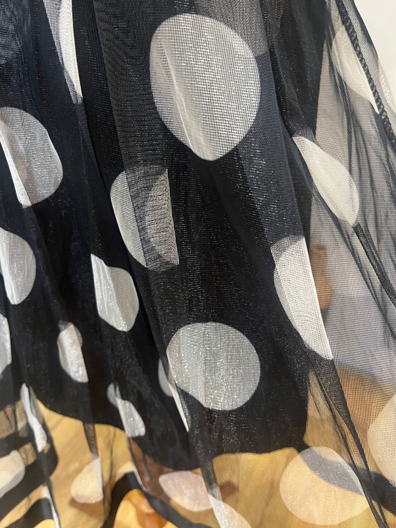 Black Chiffon Skirt with Silver Dots – Size Small | Elegant & Flowy