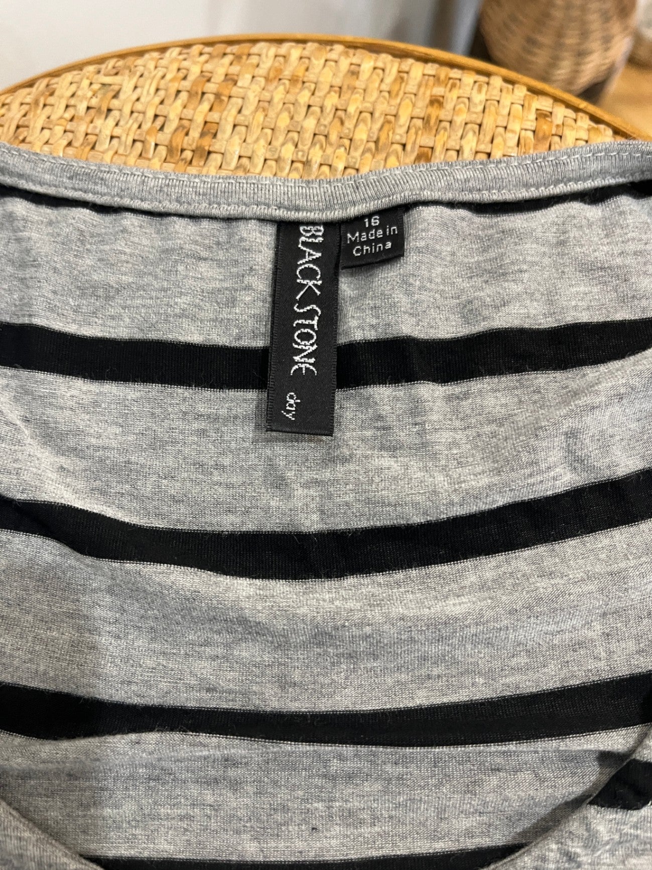 Black Stone Grey & Black Stripe Dress | Bell Shaped | Size 16