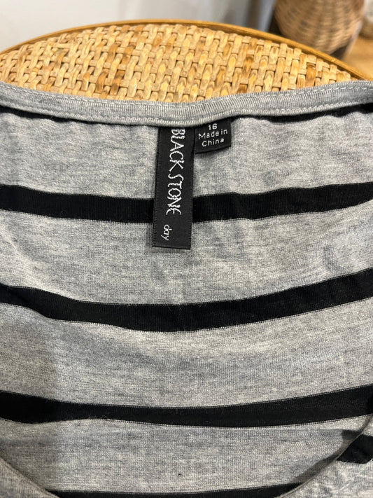 [SALE] Black Stone Grey & Black Stripe Dress | Bell Shaped | Size 16