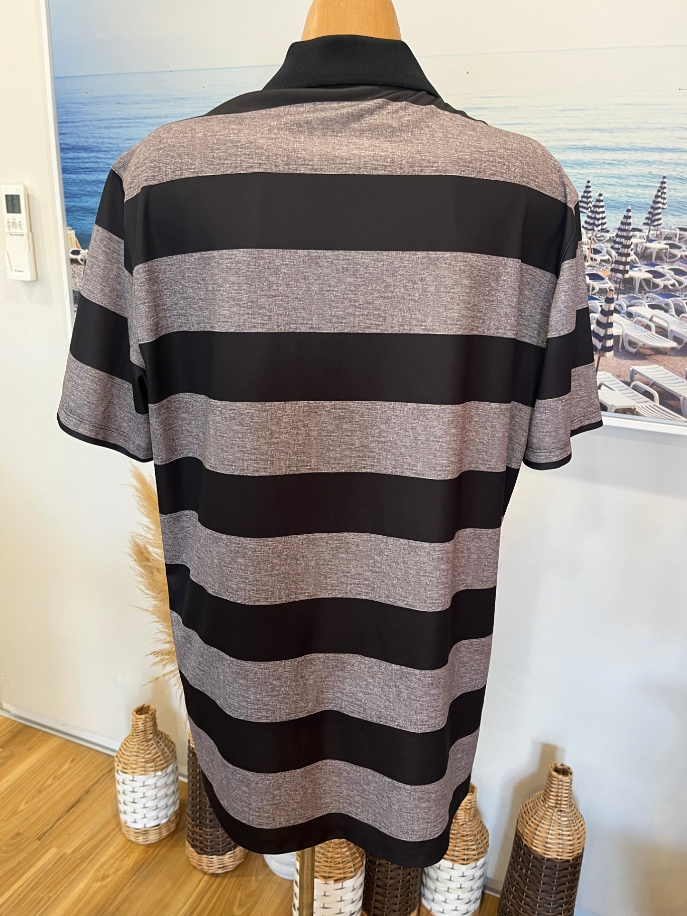 Nike Golf Classic Polo Shirt | Grey & Black Stripes | Lightweight | Medium