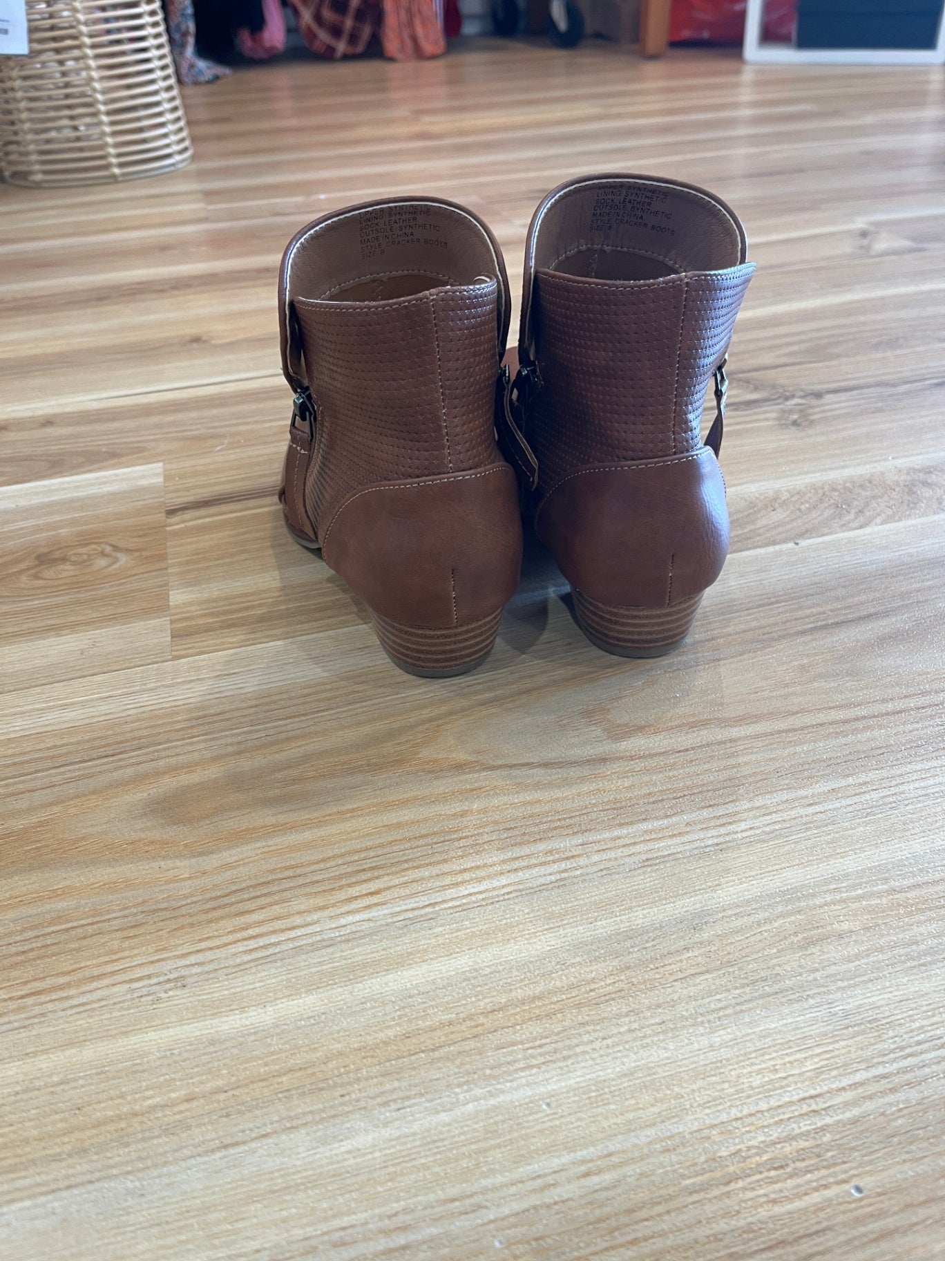 BNWOT Step On Air Tan Faux Leather Boots | Dual Zip | Size 8