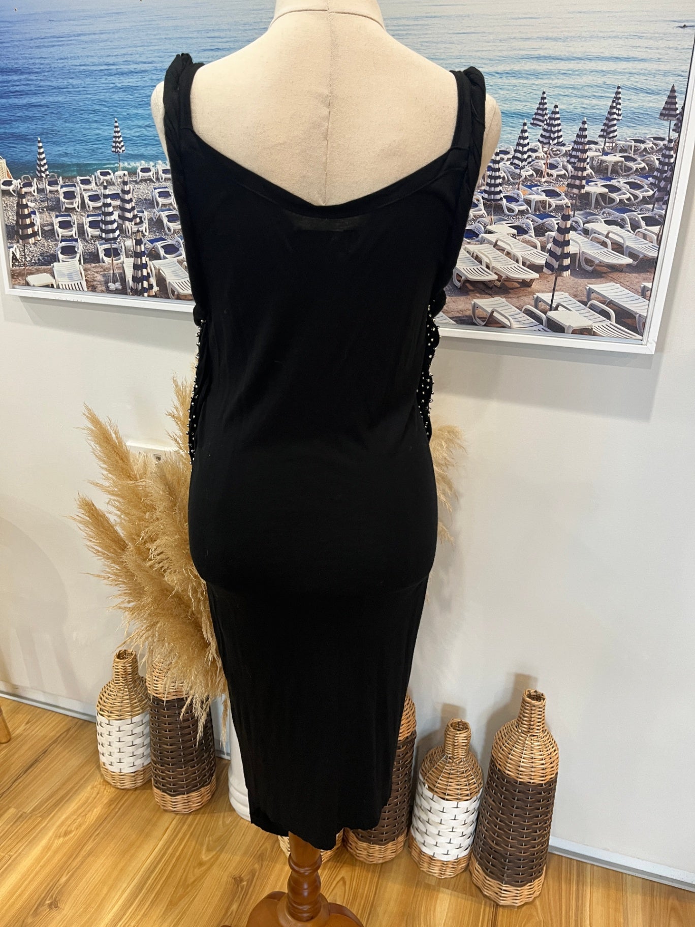 Religion Black Beaded Singlet Dress | Size Large